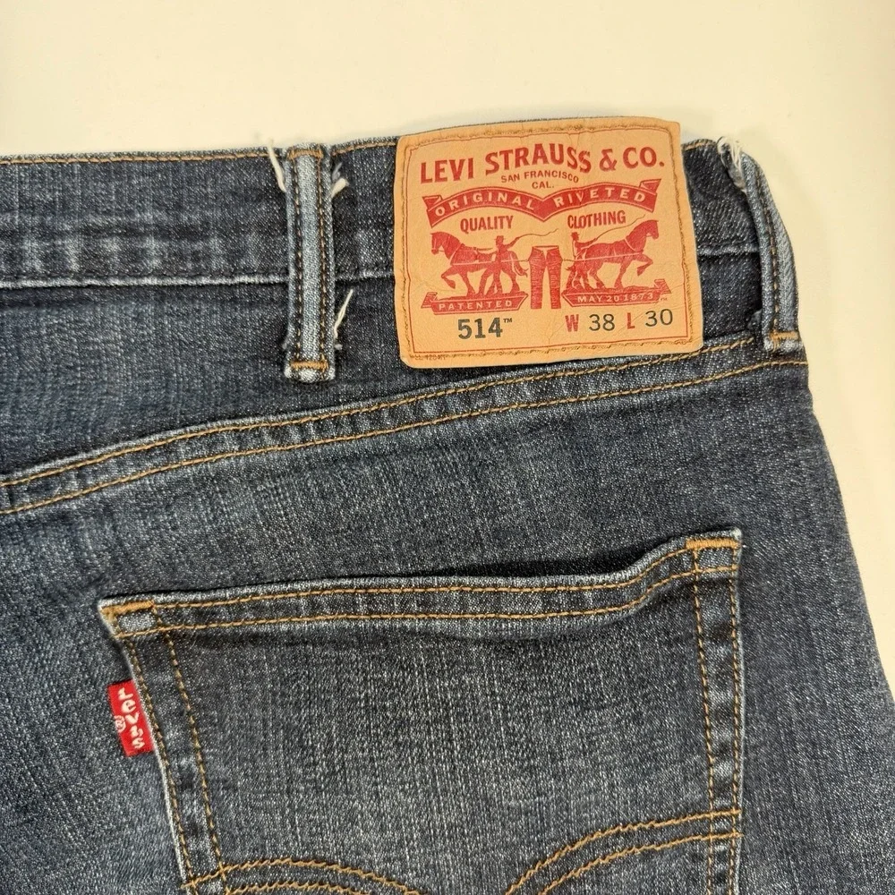Levi's 514 Straight Fit Jeans Men's 38x30 Dark Wash Denim Pants Blue